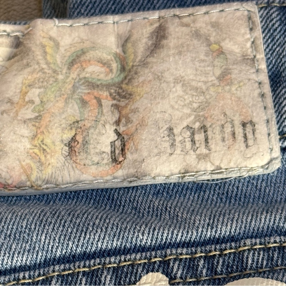 Ed Hardy Y2K Tattoo Dragon PaintedTiger Koi Fish Oversized Wide Leg Jeans  32 - Picture 9 of 9